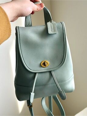 Collectable Coach leather daypack mini backpack 9960 Light Green